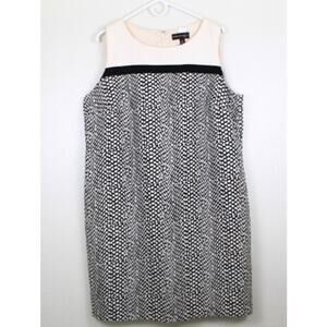 Dana Buchman Sheath Dress Black White Size 16 Sleeveless Lined Office Siren NWOT
